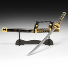Макет оружия «Сувенирная катана на подставке. Хикэру», 78 см, чёрная с золотом - Фото 1