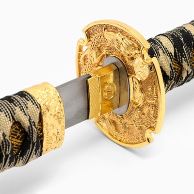 Макет оружия «Сувенирная катана на подставке. Хикэру», 78 см, чёрная с золотом