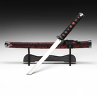 Макет оружия «Сувенирная катана на подставке», чёрные ножны с красным узором, 70 см - Фото 1