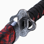 Макет оружия «Сувенирная катана на подставке», чёрные ножны с красным узором, 70 см - Фото 5