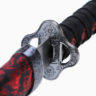 Макет оружия «Сувенирная катана на подставке», чёрные ножны с красным узором, 70 см