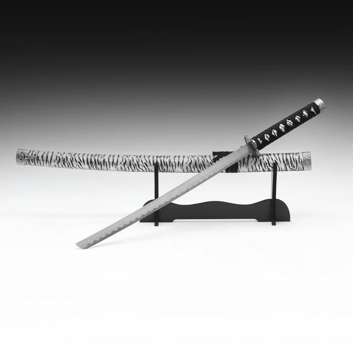 Сувенирное оружие «Катана на подставке», серые ножны под зебру, 89см - Фото 1