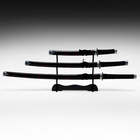 Макет оружия «Сувенирные катаны на подставке 3в1. Чёрный с дымкой», подарочный набор, ножны дерево, бордо глянец, 51 см; 77 см; 100 см - Фото 2