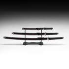 Макет оружия «Сувенирные катаны на подставке 3в1. Чёрный с дымкой», подарочный набор, ножны дерево, бордо глянец, 51 см; 77 см; 100 см - Фото 16