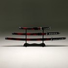 Макет оружия «Сувенирные катаны на подставке 3в1. Чёрный с дымкой», подарочный набор, ножны дерево, бордо глянец, 51 см; 77 см; 100 см - Фото 10