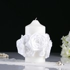 Декор на свечу с серебристыми бусами «Розы», айвори - Фото 1
