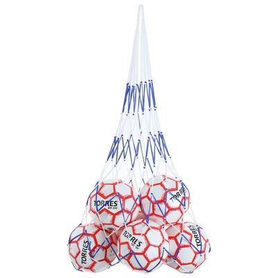 Сетка для переноски мячей ONLYTOP, на 10 мячей, нить 6 мм, 1.2 м, бело-синяя