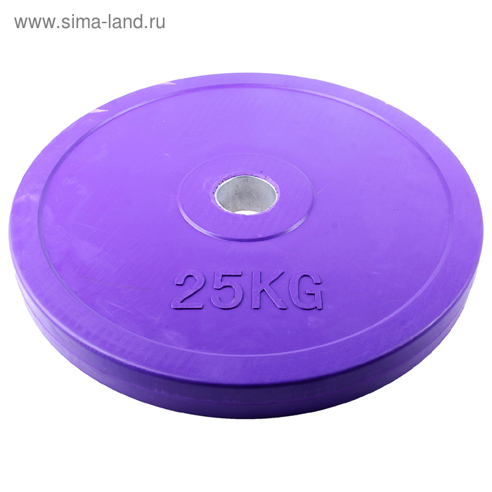 Диск обрезиненный, 25 кг, d=50 мм, цвет: фиолетовый - Фото 1
