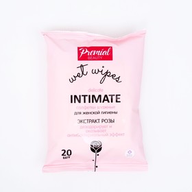 Влажные салфетки Premial Роза, для интимной гигиены, 20 шт.