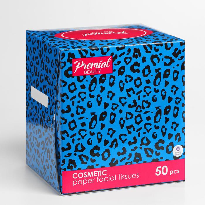 Салфетки «Premial» косметические 3-слойные в коробке Нон стоп, 50 шт. - фото 1886159814