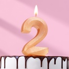 Свеча в торт «Цифра 2», золотая, 6.5 см - Фото 4