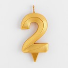 Свеча в торт "Грань", цифра "2", золотой металлик, 6,5 см - Фото 3