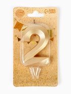 Свеча в торт «Цифра 2», золотая, 6.5 см - Фото 5