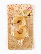 Свеча в торт «Цифра 3», золотая, 6.5 см - Фото 5