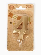 Свеча в торт «Цифра 4», золотая, 6.5 см 5928488