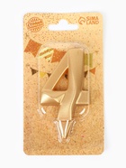 Свеча в торт «Цифра 4», золотая, 6.5 см - Фото 6