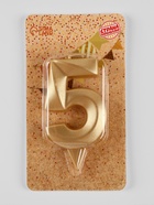Свеча в торт «Цифра 5», золотая, 6.5 см - Фото 2