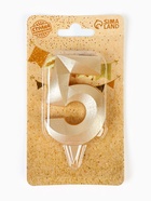 Свеча в торт «Цифра 5», золотая, 6.5 см - Фото 4