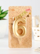 Свеча в торт «Цифра 6», золотая, 6.5 см - Фото 2