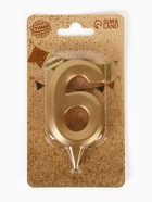 Свеча в торт «Цифра 6», золотая, 6.5 см - Фото 5