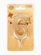 Свеча в торт «Цифра 6», золотая, 6.5 см 5928490