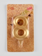 Свеча в торт «Цифра 8», золотая, 6.5 см - Фото 2
