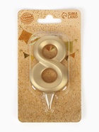 Свеча в торт «Цифра 8», золотая, 6.5 см - Фото 4