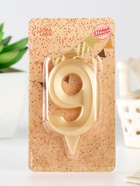 Свеча в торт «Цифра 9», золотая, 6.5 см - Фото 5