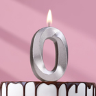 Свеча в торт "Грань", цифра "0", серебряный металлик, 6,5 см - фото 318459976