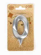 Свеча в торт «Грань», цифра 0, серебряный металлик, 6.5 см - Фото 5