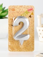 Свеча в торт «Грань», цифра 2, серебряный металлик, 6.5 см - Фото 2