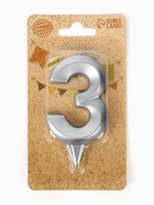 Свеча в торт «Цифра 3», серебряная, 6.5 см - Фото 4