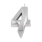 Свеча в торт «Цифра 4», серебряная, 6.5 см - Фото 2