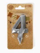 Свеча в торт «Цифра 4», серебряная, 6.5 см - Фото 5