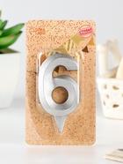 Свеча в торт «Цифра 6», серебряная, 6.5 см - Фото 4