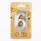 Свеча в торт «Цифра 6», серебряная, 6.5 см - Фото 3