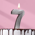 Свеча в торт "Грань", цифра "7", серебряный металлик, 6,5 см - фото 9171108