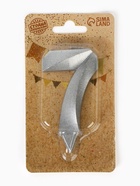 Свеча в торт «Цифра 7», серебряная, 6.5 см - Фото 3