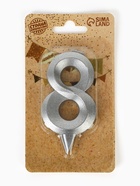 Свеча в торт «Цифра 8», серебряная, 6.5 см - Фото 5