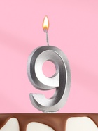 Свеча в торт «Цифра 9», серебряная, 6.5 см - Фото 3