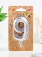 Свеча в торт «Цифра 9», серебряная, 6.5 см - Фото 4