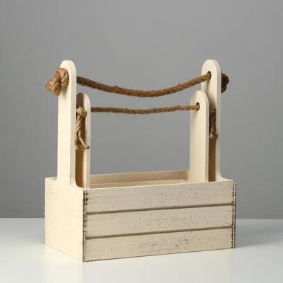 Подарочный ящик «Прованс», деревянный, ручка - канат, бежевый, набор 2 шт.