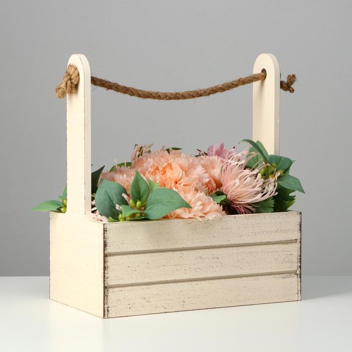 Подарочный ящик «Прованс», 25.5×15×28 см, деревянный, ручка-канат - Фото 1