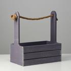 Кашпо для цветов «Прованс», 30×15×25.5 см, деревянное, ручка - канат, серое - Фото 2