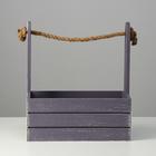 Кашпо для цветов «Прованс», 30×15×25.5 см, деревянное, ручка - канат, серое - Фото 3