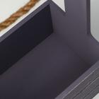 Кашпо деревянное 25.5×15×30 см "Прованс", ручка канат, серый графит - Фото 4