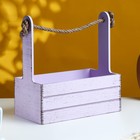 Кашпо деревянное 25.5×15×30 см "Прованс", ручка канат, сиреневый - Фото 1