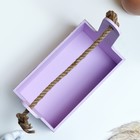 Кашпо деревянное 25.5×15×30 см "Прованс", ручка канат, сиреневый - Фото 3