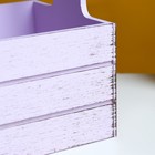 Кашпо деревянное 25.5×15×30 см "Прованс", ручка канат, сиреневый - Фото 4
