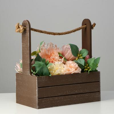 Подарочный ящик «Прованс», 25.5×15×30 см, деревянный, ручка - канат, коричневый